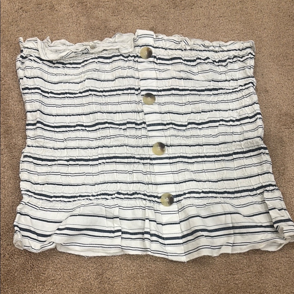 Striped Button-Down Tube Top
